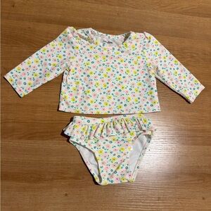 GAP Girls Floral Long-Sleeve Rash Guard Swim Set - Pink/Yellow/Teal